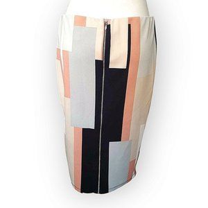 *SOLD*Jules and Leopold abstract stretch back zip pencil skirt medium